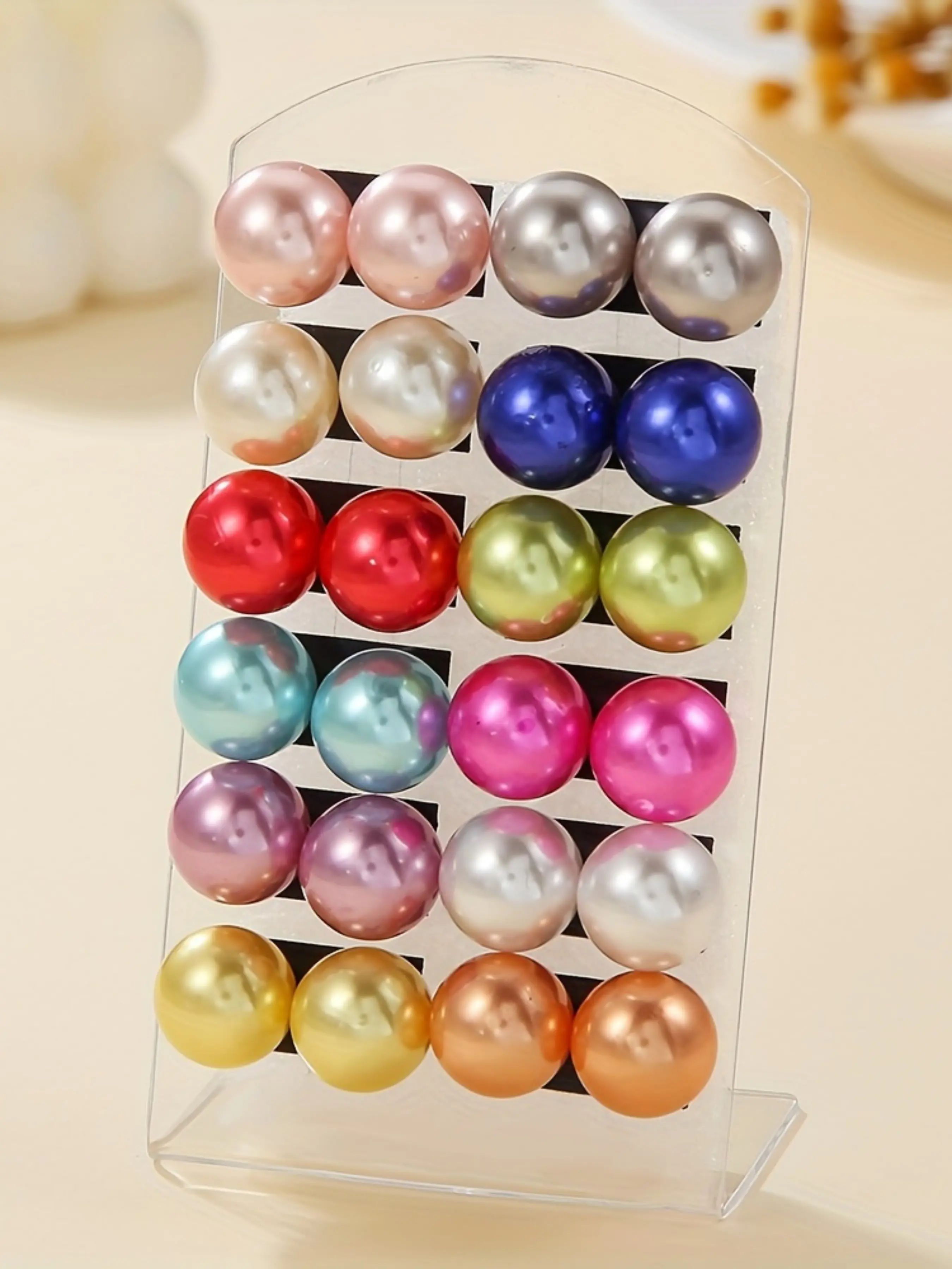 [Elegant Pearl Earrings] 24pcs Elegant Faux Pearl Earrings Studs Set for Women Earrings Jewelry | White and Colored Imitation Pearls, Perfect for Parties and Festive Gifts, High Quality Earrings