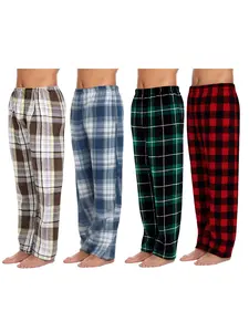 Men's Plaid Sleepwear Set 4 Piece Pants, Comfortable, Casual and Stylish Pajamas, Perfect Gift for Quality Lovers, All Seasons, Elastic Fitted Design