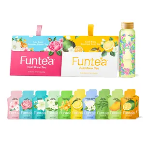 Cold Brew Fruit & Flower Tea Bags (2 Boxes, 10 Packs Each, 3g-4g Per Pack, 10 Flavors) with Free 550ml/18.6oz Color-Changing Bottle, Real Fruit, Flower & Whole Leaf Tea, Rose-Osmanthus Oolong, Lemon, Jasmine, Summer Beverages, summerwins