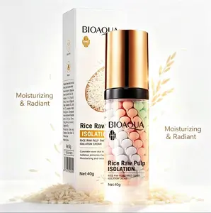 BIOAOUA Rice Raw Pulp Isolation Cream 40g - 3-Color Correction Primer for Contour & Complexion - Lightweight Non-Greasy Radiant Makeup Base with Rice Extract for Hydration