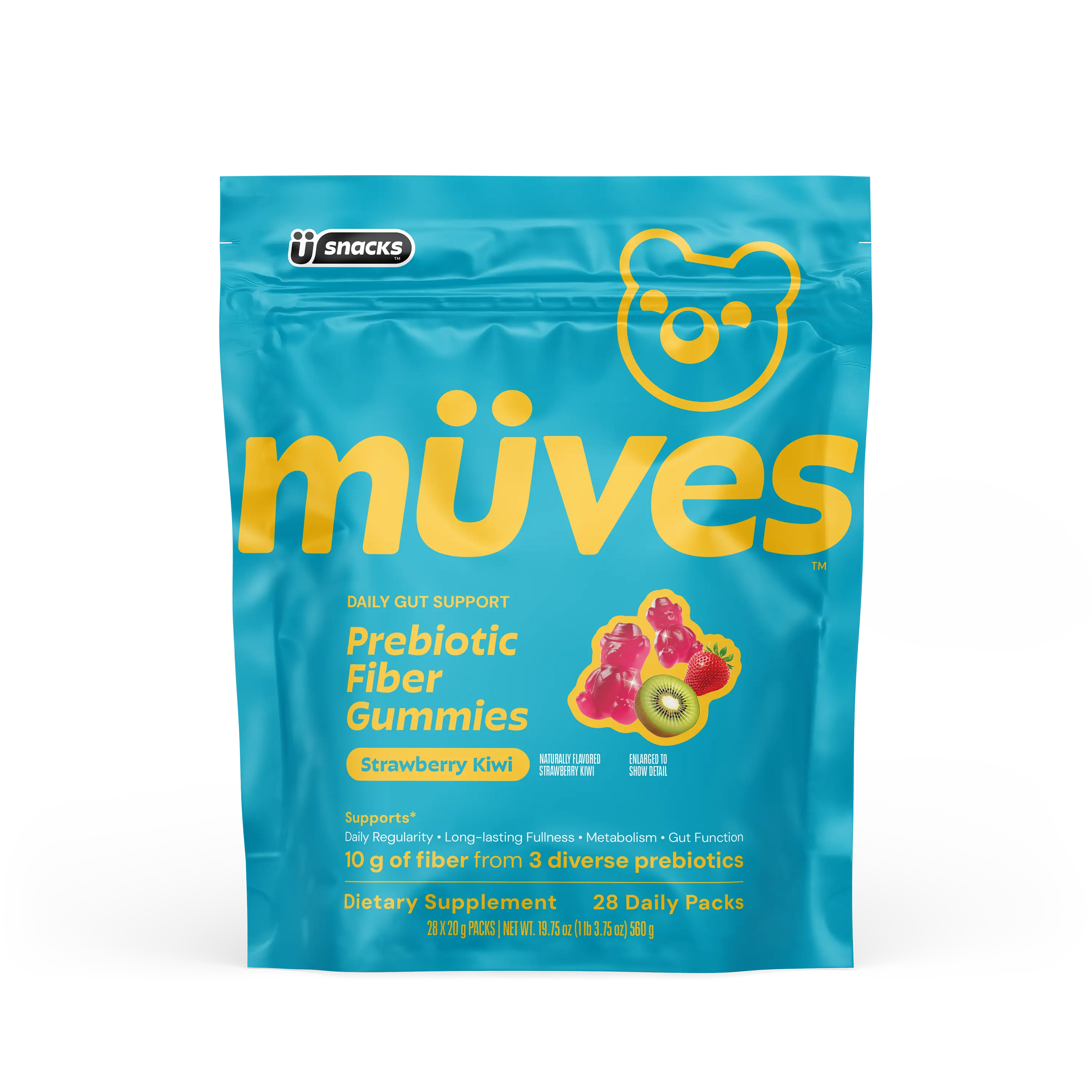 Müves Digestion Support Gummies (Strawberry Kiwi) Auction: Prebiotic Fiber Gummies with 10g soluble fiber from 3 prebiotic sources — Inulin, Tapioca Fiber, FOS, Supports Regularity and Gut Health, No Bloat Formula, Gluten Free, Vegan, Third Party Tested