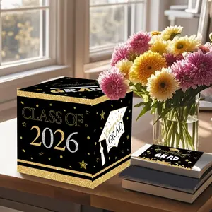 Base with and Silver Color Graduation Gift Voting Box, Birthday Gift Box, 50 Transparent Bags for Fun Gift Giving for Kids and Adults, Class Gifts