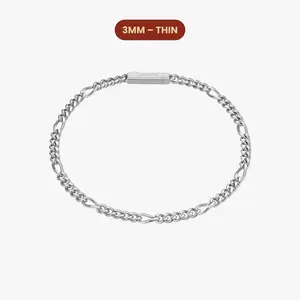 JAXXON - Figaro Bracelet - 3mm - Silver - Box Clasp