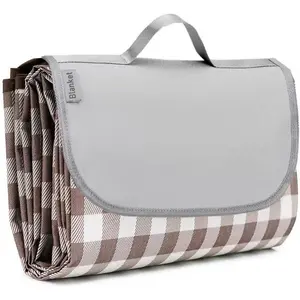 Picnic Blanket Beach Blankets, Outdoor Foldable  Sand Mat for Beach Camping Hiking Travel Family Concerts Grass Park Music Festival Lawn Mats (Brown, 80x60inch)