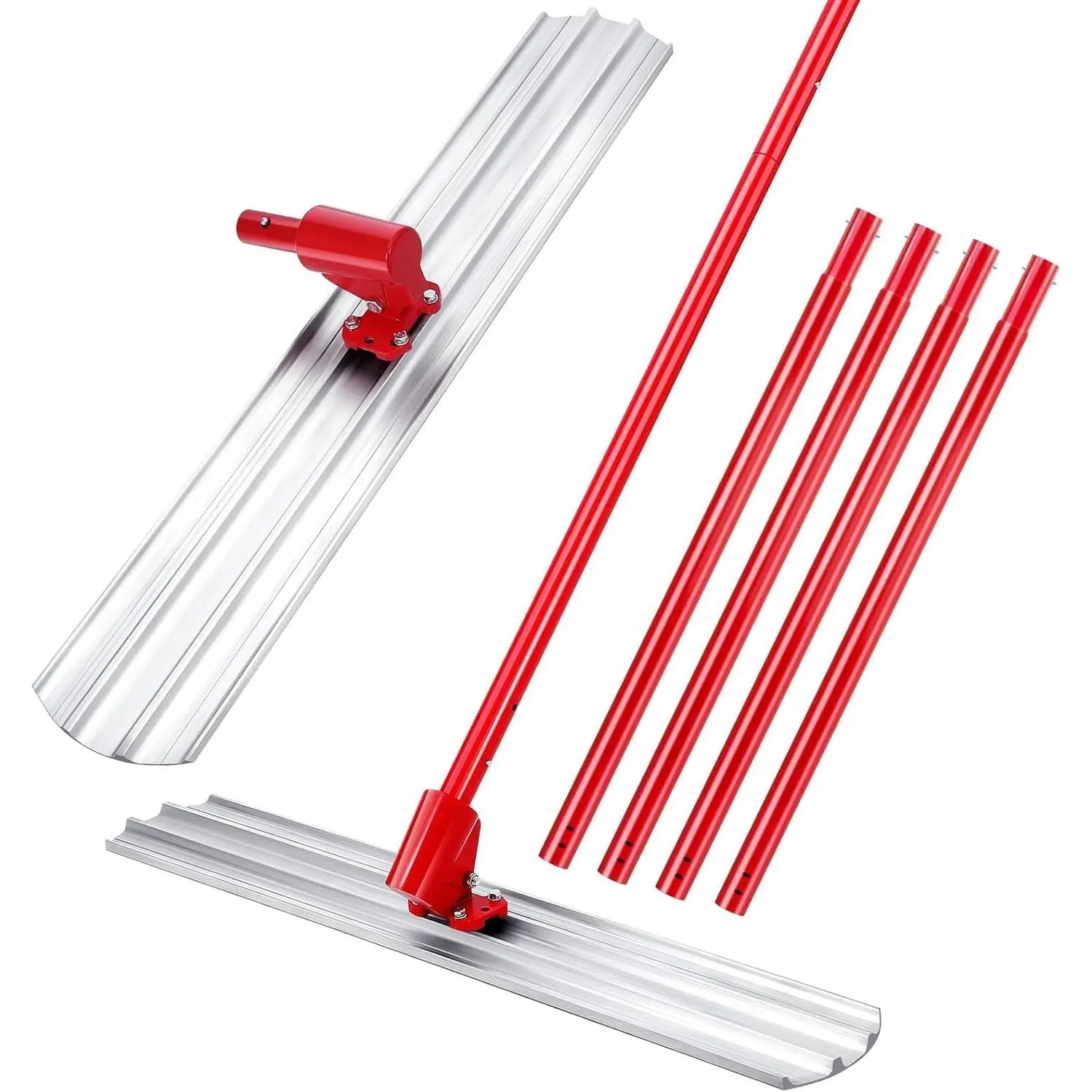 48"x8" Aluminum Magnesium Concrete Bull Float Kit, Professional Square Edge Float Board with Four 47.2" Extendable Handles, Smooth Finishing Masonry Hand Tool for Home Renovation