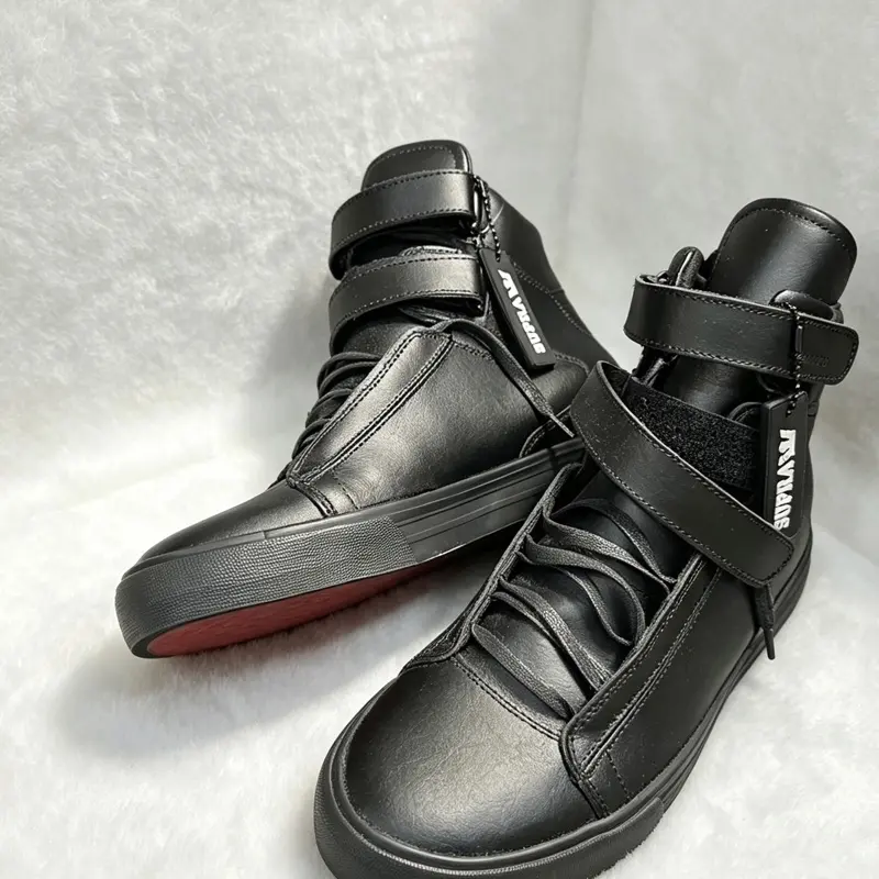 Supra Tk Society High Top Shoes Black with Red Sole for Men's