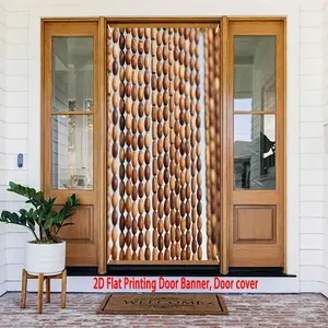 2D flat, 2D flat door curtain with Beaded Curtain -1pc, colorful wooden beads (texture) suitable for weddings, birthdays, parties - indoor and outdoor door decoration, suitable for front doors, garden entrances, showers - simple, 2D flat