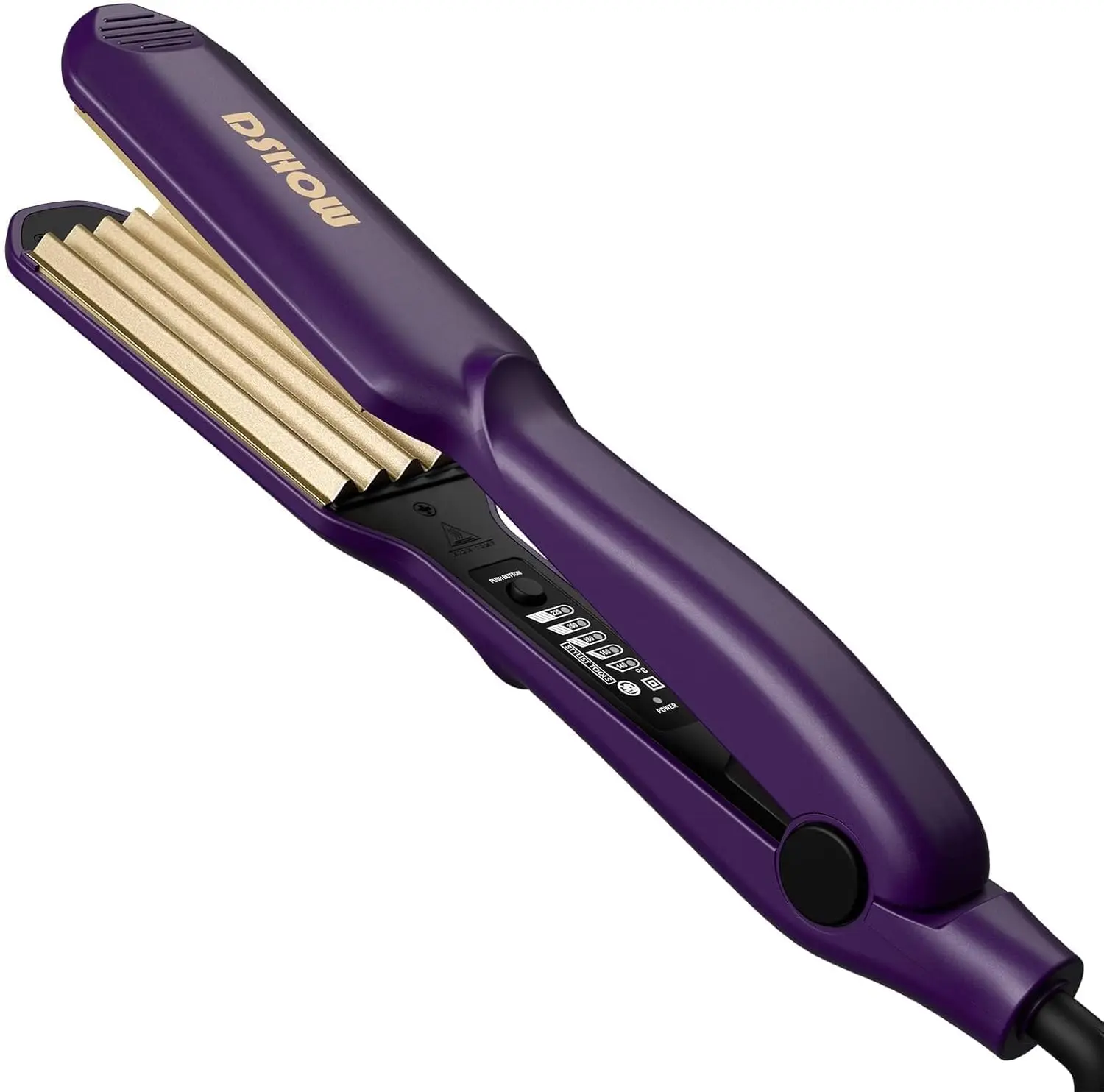 DSHOW Hair Crimper for Women - Crimping Iron with Titanium Ceramic Plates, 5 Adjustable Temps (140C-220C), Volumizing Crimper for 80s Fluffy Hairstyle, Auto Shut-Off, Dual Voltage Styling Tool[Purple]