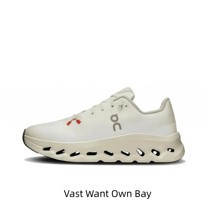 Cream Apricot Smooth Upper Running Shoes Tiny Red Lace Buckle Decor Wavy Multi-Hole Hollow Cushion Midsole Matching Thick Platform Sole Lace Up Shock Absorbing Unisex Athletic Sneakers