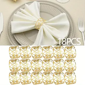 18 Pcs Napkin Ring Party Napkin Decoration Ring Broken Proof Metal Napkin Rack Elegant Napkin Buckle Multifunctional Dining Decoration Suitable for Wedding Party Celebration Festivals Ornaments Birthday Kitchen