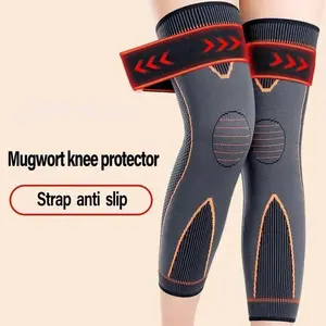 Mugwort Knee Protector Anti Slip Design for Men Women Warm Polyester Cotton Leg Protection in Autumn Winter One Size Fits Most