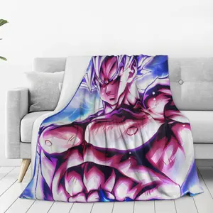 Goku Bed Throw Blanket – Soft Flannel Blanket for Bedroom, Sofa, Couch, Travel, Camping & Movie Nights, Warm and Cozy Anime Blanket for Fans