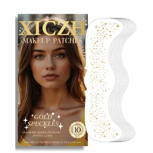 XICZH Glitter Freckles, Gold Freckles Temporary Face Tattoos, Body Face Glitter for Women Girls, Country Concerts Singer Festival Rave Accessories (Gold - 10 pcs)