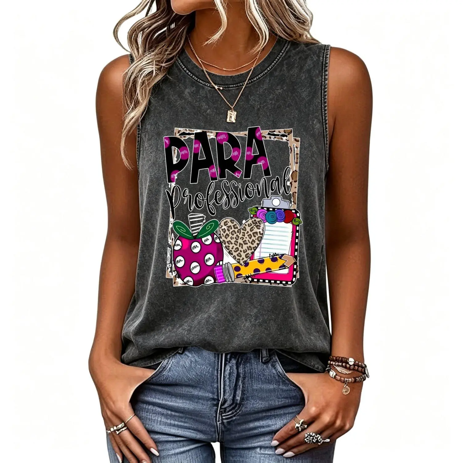 Vests Para Professional Teacher Gift Apple And Leopard Print Design Education Workers School Staff Apparel Perfect Educational Vest Style