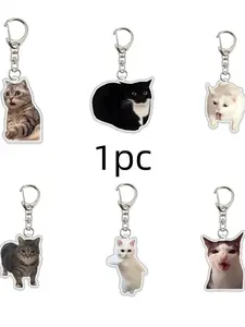 Fashionable Acrylic Cat Head Keychain, Fun Emoji Design, Cute Backpack Charm, Trendy Accessory for Kids & Adults, Perfect Gift Idea, Keychain For Bags, Keychain Collectibles