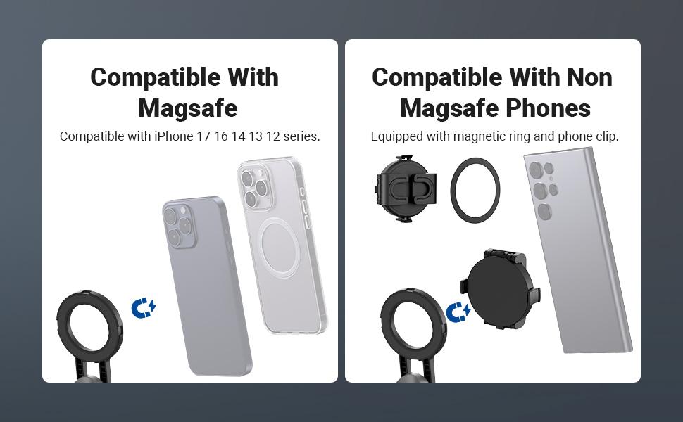 NEEWER BASICS PA985 Magnetic Selfie Stick Tripod with Bluetooth Remote, Portable Phone Tripod Stand, MagSafe Compatible, Extendable Mini Tripod for iPhone, Travel, Vlogging & Live Streaming