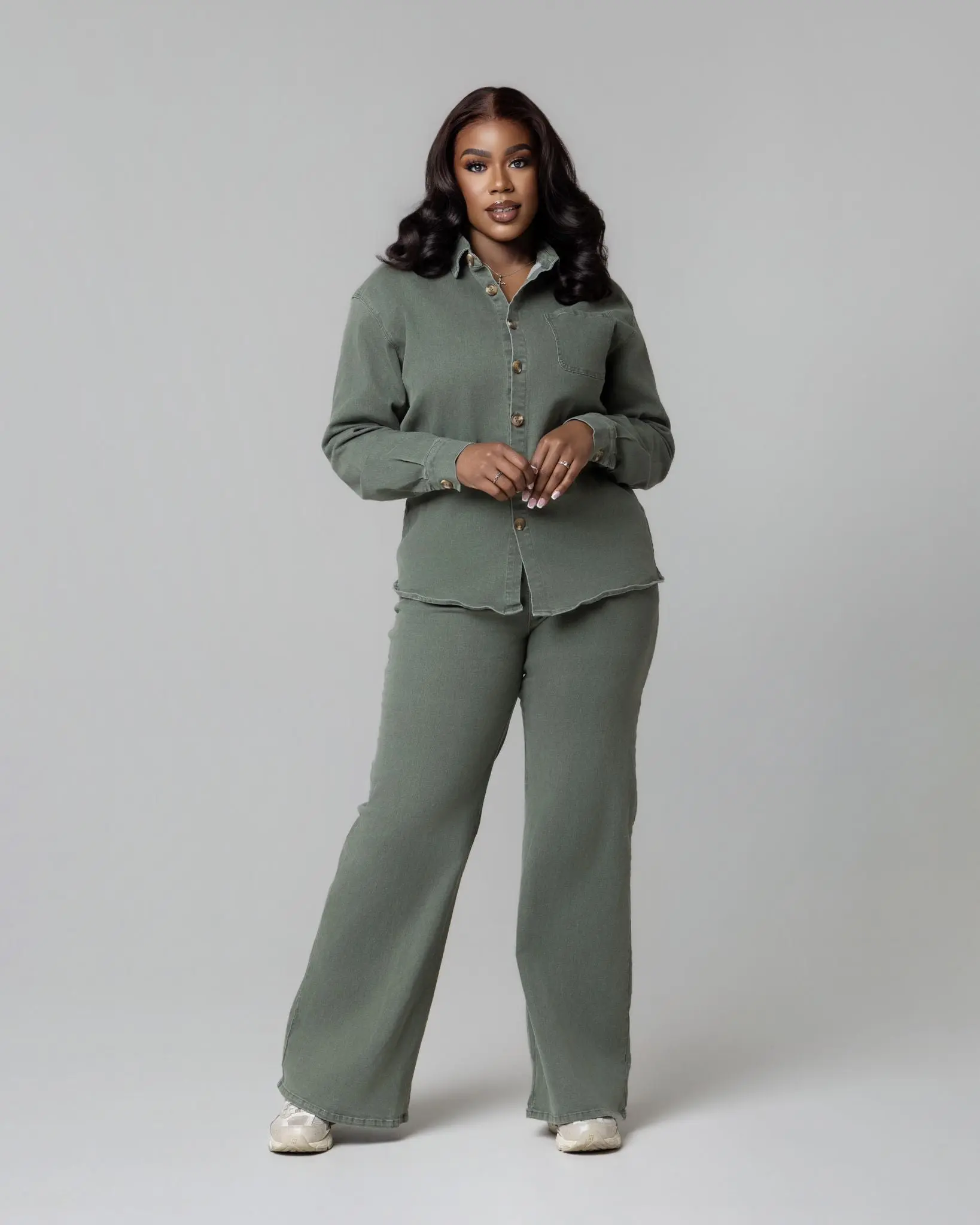 Tall Olive Green Denim Top Tall Olive Green Denim Top