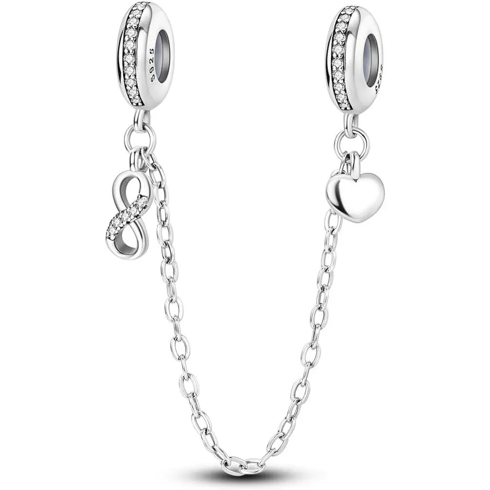 925 Sterling Silver Safety Chain Charm with Butterfly & Evil Eye, Cubic Zirconia Clip Stopper for Women's Bracelets, Birthday Anniversary Gift for Grandmother, Avoid Silver Dips, Clip Beads, Colorful Butterfly, Daily, Evil Eye Chain, Cross Chain, Blue Sta