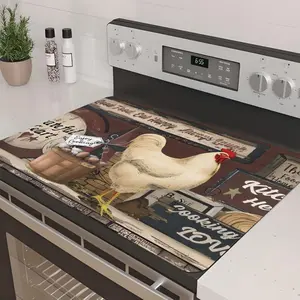 JOYFINITY Decorative Stove Top Covers for Electric Stove  – Heat Resistant Glass Cooktop Protector Dish Drying Mat – Non-Slip Rubber Backing Washer Top Cover Waterproof Extra Counter Space (Rooster)