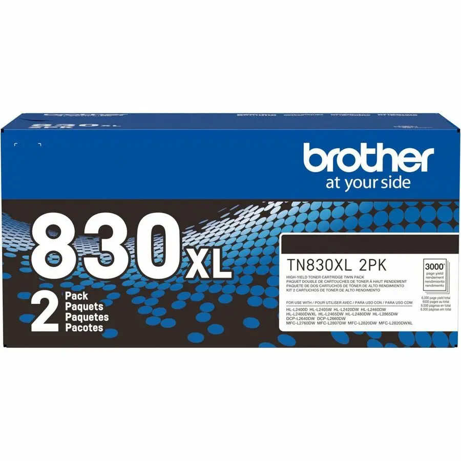 Brother Genuine TN830XL2PK Black High Yield Printer Toner Cartridge 2-Pack