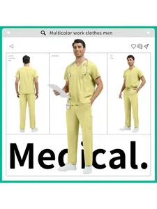 Medical Uniform Men Pet Hospital Doctor Tops Pants Clothes Soft Pharmacist Workwear Men Anesthetist Work Suit Uniform Scrubs Set Veterinary Work Clothes