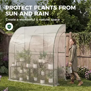 Bamworld Lean to Greenhouse for Outdoors Large Walk-in Green House with Double Doors Tall Garden Grow Tent for Patio Backyard Balcony 55" W x 37" D x 63" H
