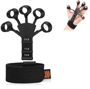 Grip Strength Trainer Finger Strengthener-Hand Strengthener 6 Resistant Level Exerciser-Adjustable Hand for Therapy, Relieve Pain Arthritis (1 Pack Black)
