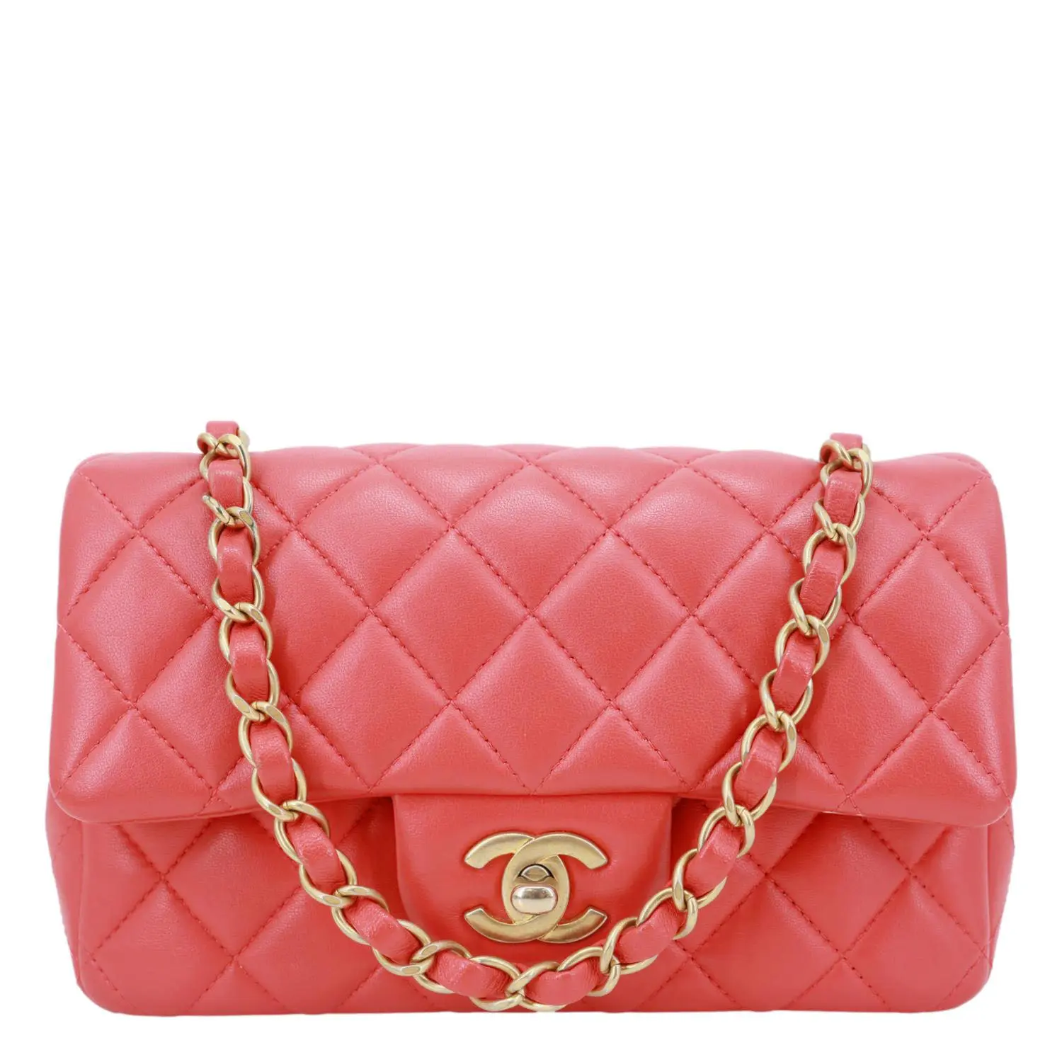 Pre-owned CHANEL Leather Crossbody Bags Rectangular Flap Mini Quilted Crossbody Bag Red