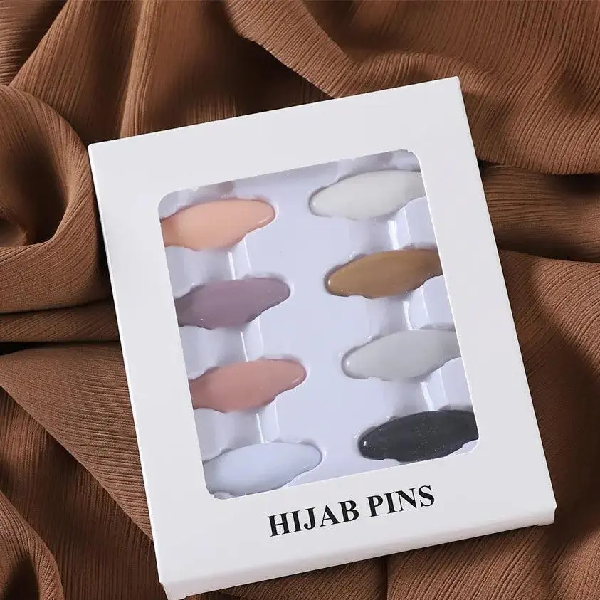 Decorative Hijab Safety Pins, 8 Piece Colorful Metallic Teardrop Set for Women, Random Assortment for Daily Scarf Accessories, Decorative Safety Hijab Pins