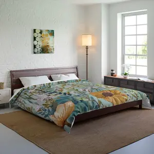 King Comforter,Cottagecore Bedding,Botanical Bedding,Forest Floral Spring Bedroom Decor,Boho Bedding,Cottage Floral bedding,Sage Comforter