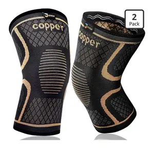 Copper Knee Braces for Men and Women (2 pack) -Knee Supports Copper Compression Knee Sleeve for Knee Pain, Arthritis, Sports and Recovery Support (Large)