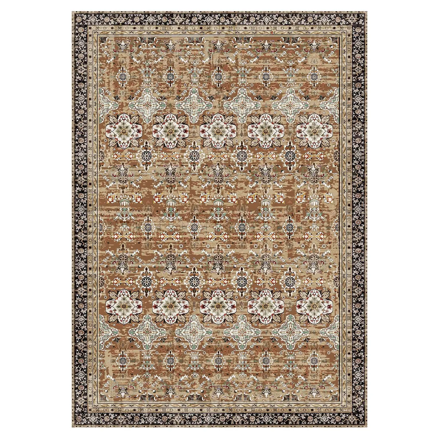 【SummerFinds】VEVOR Area Rug, 9 x 12 ft Large Washable Rug, Non-Slip and Tear-Resistant Soft Carpet, Pet Friendly Vintage Area Rugs, Indoor Mat for Bedroom, Living Room, Office, Brown Green
