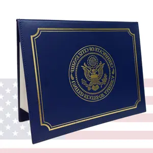 2 Pack US Citizenship Certificate Holder PU Naturalization Cover with Gold American Seal Padded Standard Size Gifts