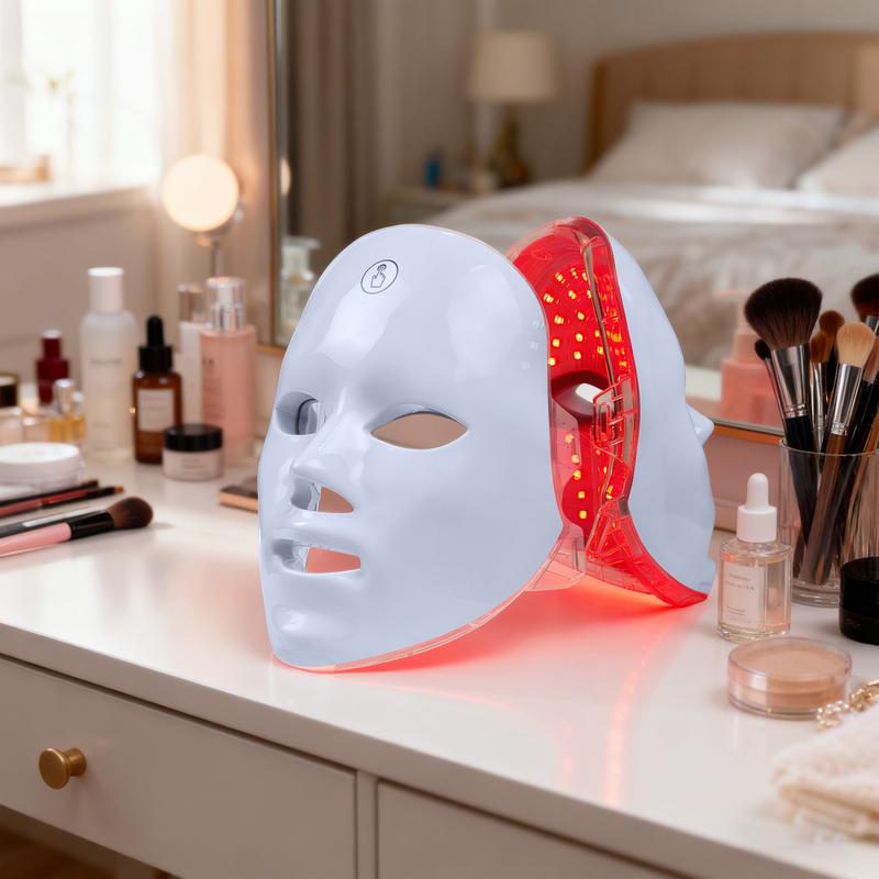 USB Rechargeable 7-Color Light Therapy LED Face Mask, Suitable for Daily Facial Use - Facial Skincare Tool
