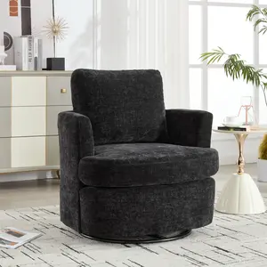White Swivel Accent Chair,Round Swivel Barrel Chair,Armchair Upholstered Living Room Chair Corduroy Reading Chair Single Sofa Chair for Bedroom Apartment Office