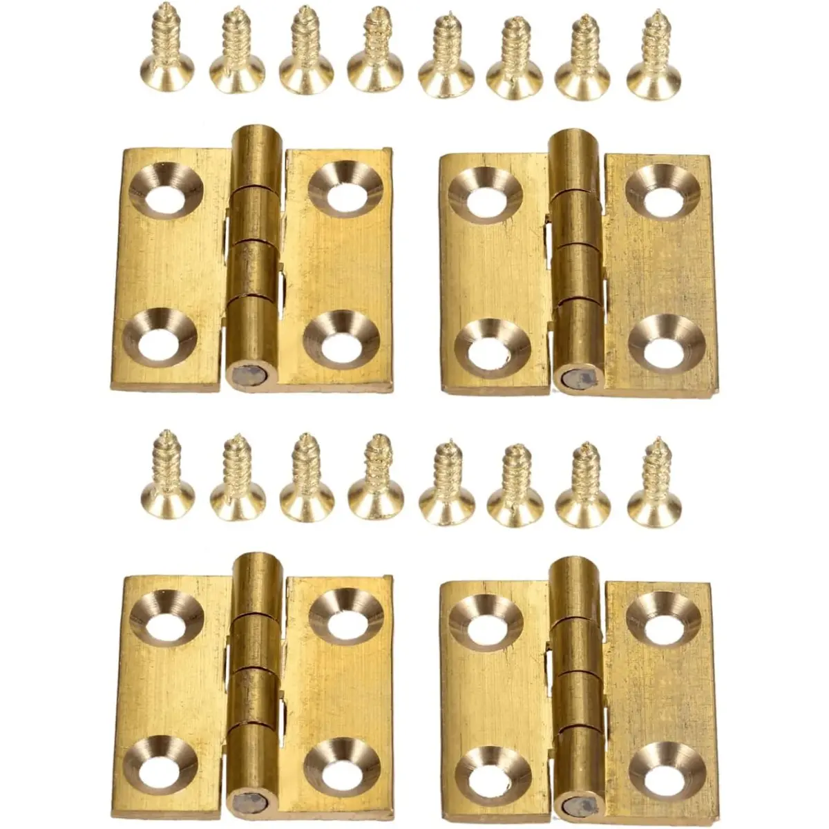 4 Pcs Pure Brass Mini Hinges, Folding Butt Hinges for Drawer, Cabinet, Cupboard Door, Jewelry Box, Wooden Case and Furniture, 1 In