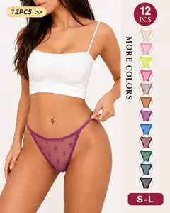 Women's 12-Pack High Waisted Sexy Thongs - Breathable Seamless No Show Panties, Bulk Assorted Color Thongs, Bamboo Floral Reusable Menstrual Pads Set for Everyday Period Comfort