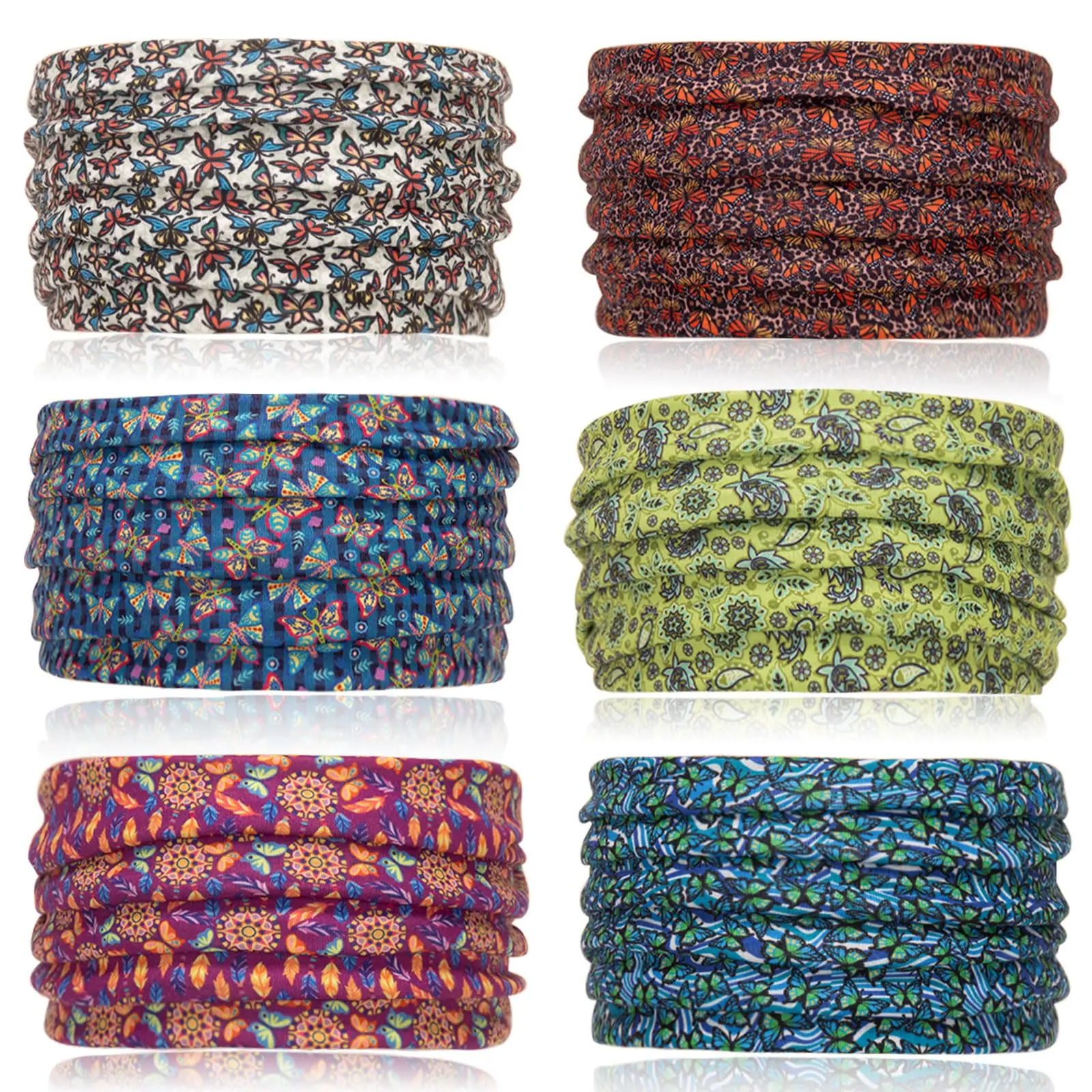6Pcs Wide Headbands for Women Non Slip Soft Fabric Hair Wrap Turban Plain Head Bands Elastic Sport Hair Bands for Workout Yoga Running