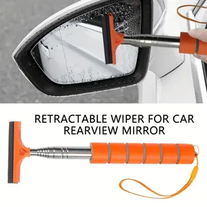 Extendable Windshield Wiper, Long Pole Car Rearview Mirror Rainbrush, Universal Car Accessories, Portable Car Lens Water Drop Cleaner