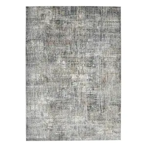 212 MAIN 2x3 ft. Modern Power Loom Abstract Rectangle Area Rug - Gray & Orange, Fade-Resistant, Indoor, Living Room Decor, Abstract Rugs, Home Decor, Home Decor Rugs