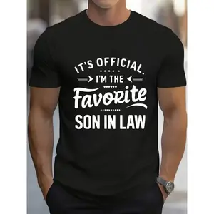 It's Official I'm The Favorite Son In Law Vintage Casual Digital Print Pure Heavy Cotton T Shirt