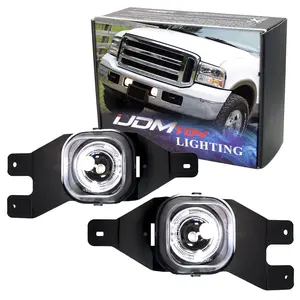 iJDMTOY Projector Fog Lights w/LED Halo Rings For 1999-2004 Ford F-250, 2001-2004 Ford F-350 F-450 F-550 Super Duty & Excursion Truck