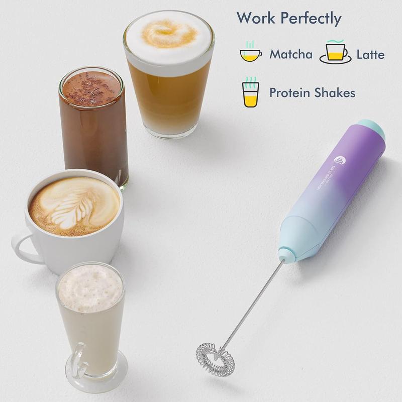 New England Stories Powerful Handheld Milk Frother Wand Stainless Steel Whisk Battery Operated for Coffee Lattes Cappuccinos & Matcha