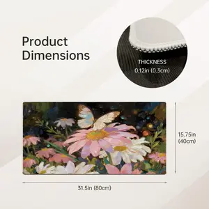 LIVEKEY 31.5" Large Durable Mouse Mat - Sturdy Mouse Pad, Non-Slip Base, Stitched Edge, Butterfly Flower Design, Smooth Surface for Precision Control, Waterproof Mousepad for PC, Laptop Gaming & Office