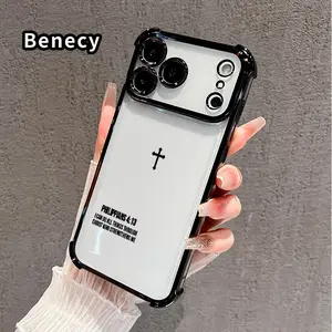 Four-corner Thickened Mobile Phone Case for iPhone 17 Pro Max 16 15 Plus Air 14 13 12 11 E Faith Strength border Electroplating with counter-fall Safety Cushion