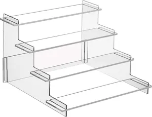 4 Tier Acrylic Display Risers, Perfume Organizer Stand, Cupcake Stand Holder, Clear Shelf Risers for Display Stands for Funko POP Figure, Dessert Shelves for Party, Decoration