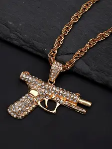 Hiphop Feng Shui Rhinestone Handgun Necklace, Perfect for Dancers and Hip Hop Lovers, Great Gift for Friends