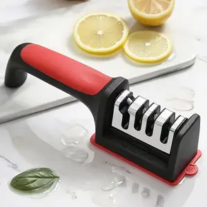 Professional Knife Sharpener with 4-stage High-precision Tungsten Steel, Diamond And Ceramic Sharpening Stones, Featuring A Non-slip Grip | It Is A Kitchen Essential, Knife Sharpener And Kitchen Gadget with A Sleek Design And Robust Construction