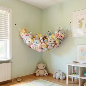 Hollow Out Design Toy Storage Hammock Wall Corner Mesh Net 71x47x47 Organizer for Cozy Bedroom Storage Solution Efficient Space Saving Strong Durable Visible Design