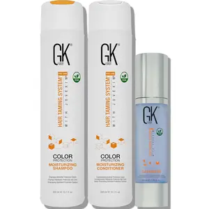 GK HAIR Global - Keratin Hydrating Shampoo and Conditioner Set (10.1 oz/10.1 fl oz) with Cashmere Smoothing Leave-In Cream (1.69 fl oz/1.7 fl oz) for Frizzy, Dry, Damaged, and Color-Treated Hair